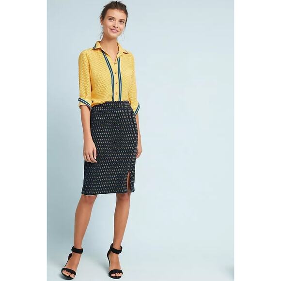 Anthropologie Dresses & Skirts - Anthropologie Maeve Hannon Cotton Bled Knit Textured Layered Pencil Skirt